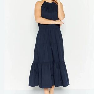 Michael Kors Halter Midi Dress w/ Necklace